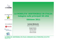 Immagine copertina presentazione di sinteri del rapporto sulla mobilità sostenibile in Italia sulle principali 50 citta in Italia Ed. 2011